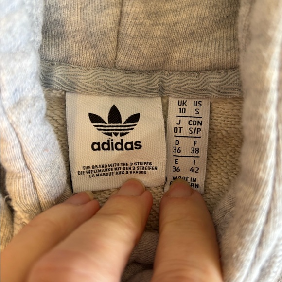 Adidas Women’s Gray Cropped Logo Hoodie Size S - Picture 4 of 10